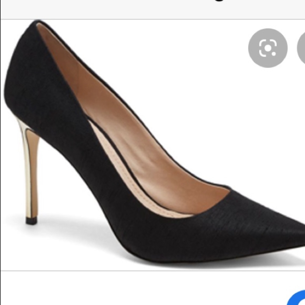 Louise et cie black fabric gold Stiletto heel pump